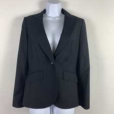 Ann Taylor Black Blazer sz 4 Single Button Long Sleeve Fully Lined Classic Work