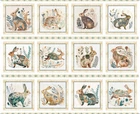 Cotton Tails Rabbit Picture Patches Decorative Bunny  36x44 Cotton Fabric Panel