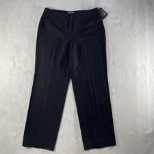 Liz Claiborne Audra Sz 12 Linen Blend Career Straight Womens Black Pants 34W
