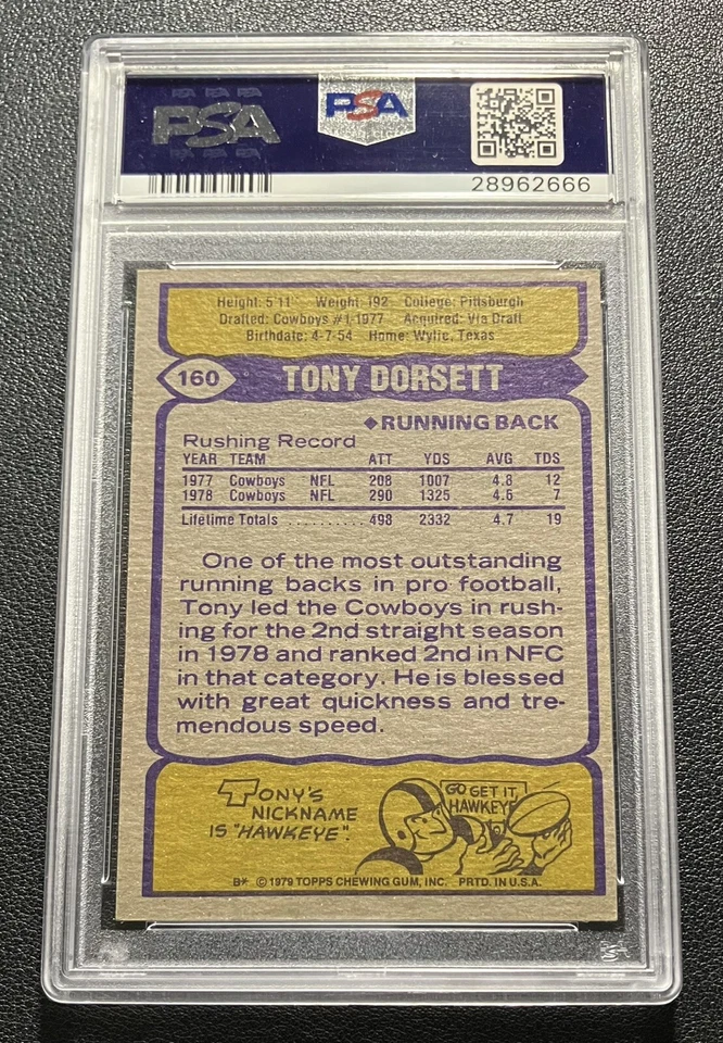 1979 Topps #160 Tony Dorsett Signed PSA/DNA Authentic Auto Grade 10 Cowboys HOF - Image 2 of 2