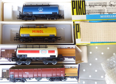 Piko H0 Lot 3 X Tank Cars + 1 X Flat Car Era 3-4, 3 X DR, 1 X DB