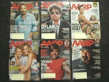 AARP MAGAZINE 6 ISSUES, 2015, COSTNER, DYLAN, ROBERTS, RIVERS, DAVIS, SELLECK