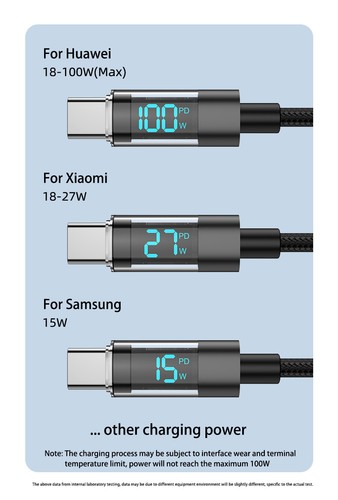 LED Display Schnelllade USB Kabel Ladegerät Telefon Typ-C USB IOS 100W 1m/2m - 第 16/22 張圖片