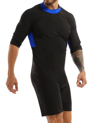 Mens Swimwear One-Piece Surfing Swimsuit Stretchy Racer Back Zipper Jumpsuit - Picture 48 of 72