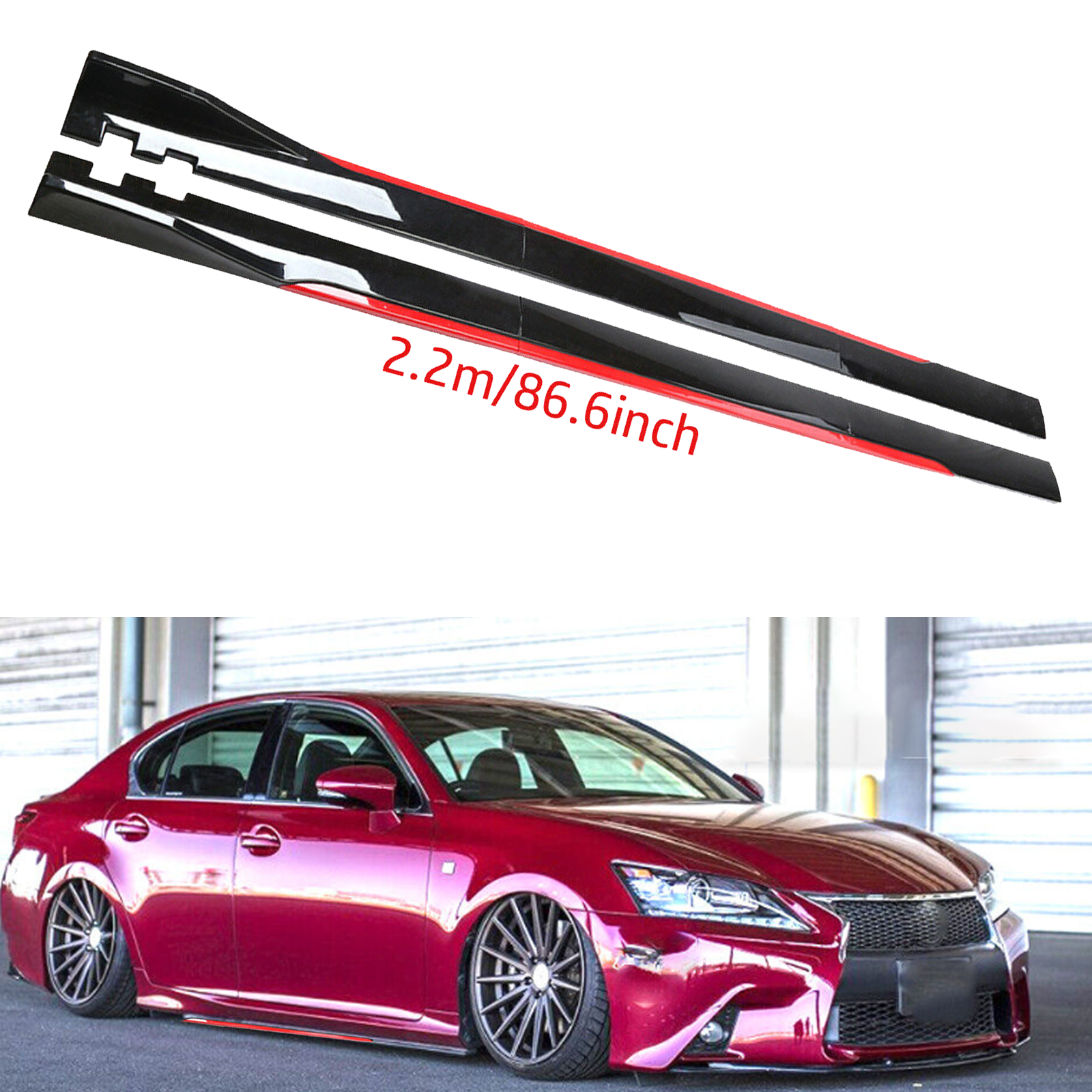 For LEXUS GS350 Side Skirt Extension Body Kit Splitter Spoiler 2.2 m/86.6inches