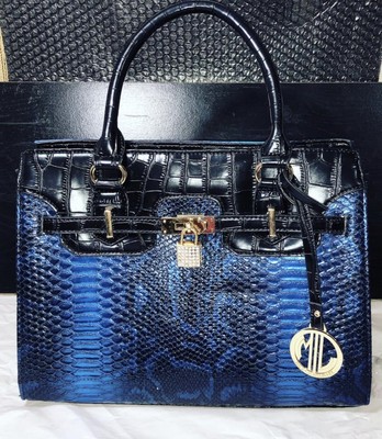 blue snakeskin purse
