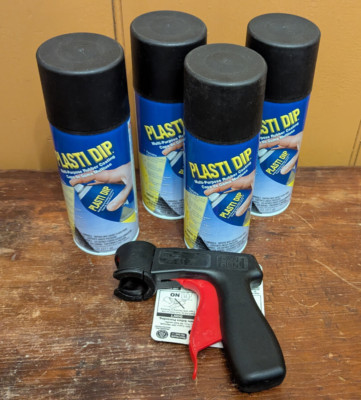Pack of 4 Plasti Dip 11 oz Aerosol Cans, BLACK, w/ Bonus Cangun Tool