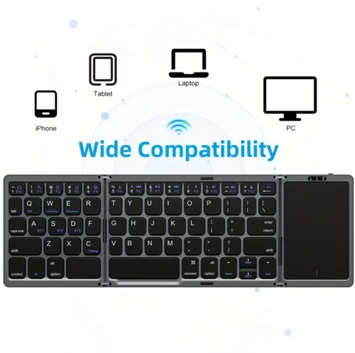 Wireless Foldable Space Saving Rechargeable Keyboard With Touchpad Cool Tech - Picture 5 of 8