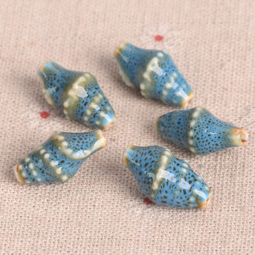 10pcs Ocean Conch Shape 20x11mm Colorful Glazed Ceramic Porcelain Loose Beads - Picture 20 of 23