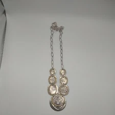 Vintage Sterling Silver And Brass Necklace.