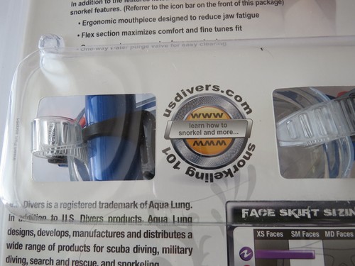 U. S. Divers Snorkel Set BLUE Snorkel Mask  ADVANCED Adult ( ONE SIZE) NEW - Foto 7 di 10