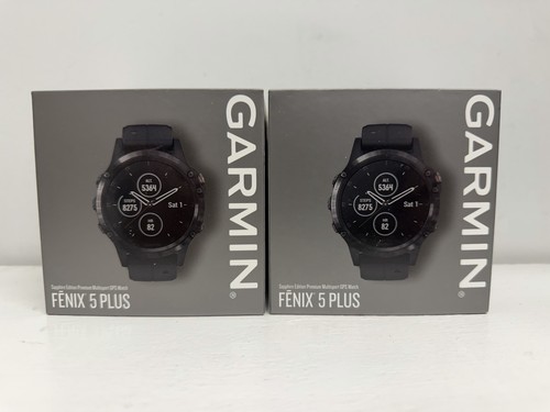 Garmin Fenix 5 Plus Sapphire Edition-Carbon Gray DLC Titanium w/ Black Band NEW