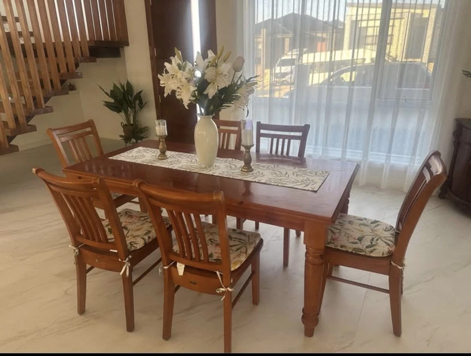 Wood Dining Table + 6 Chairs - image 3 of 3