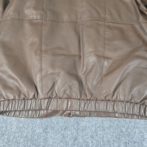 Eddie Bauer Genuine Leather Goose Down Bomber Jacket Mens Tall M Brown Puffer - Bild 12 von 15
