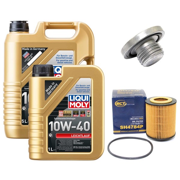 MotoröL Filter Set 10W-40 Liqui Moly 6 Liter + Schraube FüR Opel Omega B 2.5 3.0-image