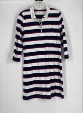 Tommy Hilfiger Womens Multicolor Striped Long Sleeve 1/4 Zip Polo Dress Size S