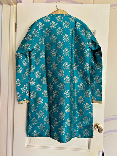 Mens Indian/South Asian Wedding Suit - Sherwani - Green & Gold - Size 40/M-L Fit - Picture 3 of 5