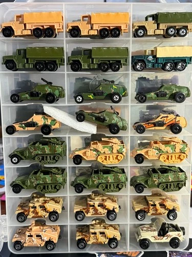 Vintage Hot Wheels Military Blackwalls 80's and 90's (48 loose) + Case