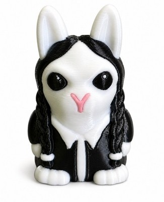 Wednesday Addams Bunny Rabbit 3D gedruckt Figur Goth Horror Grumpy Witch Alt Emo