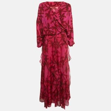 CH Carolina Herrera Pink Printed Silk Maxi Dress Top Set SXS