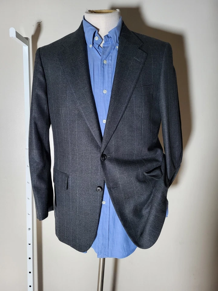 Traje De Colección Hecho en Japón Gris Púrpura Franela a Cuadros 2 piezas Chaqueta 38S Pantalones 32 Foto 3 de 4