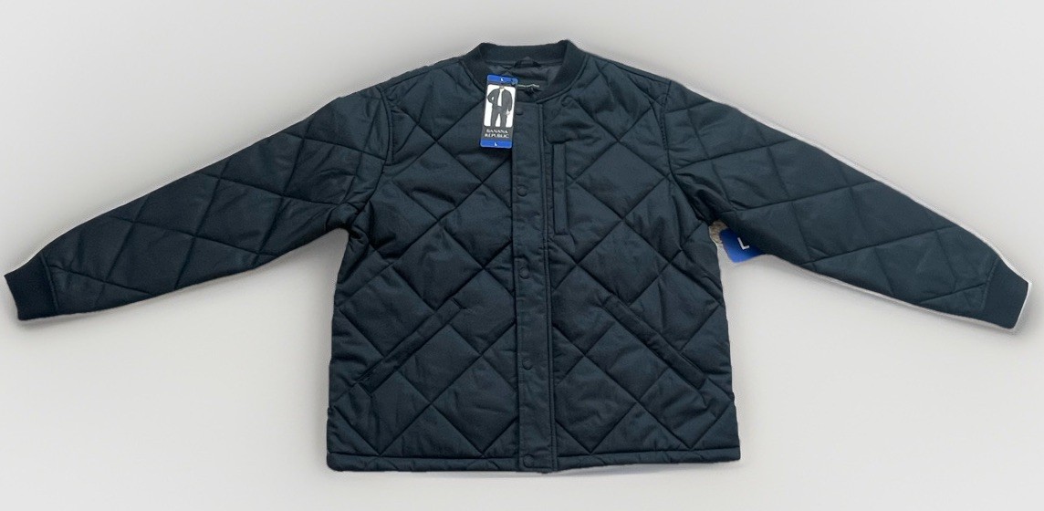 Banana Republic mens LARGE Quilted bomber jacket Black canvas | eBay