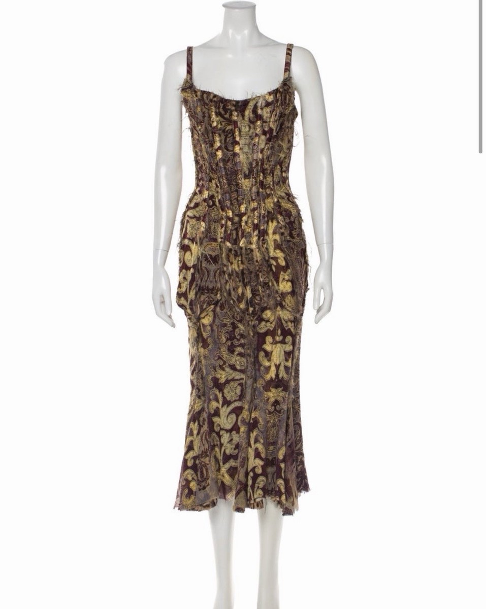 ワンピース la robe Roberto Cavalli vintage dress Vintage Roberto Cavalli Fall/Winter 2004 Silk Corset Dress | eBay