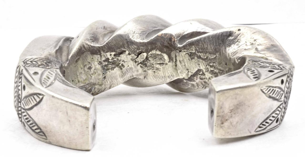 Antique Solid High Carat Silver Heavy Hollow Wide… - image 6