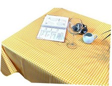 Gingham Oilcloth Tablecloth - Yellow - Plastic Vinyl PVC - Mantel de Plastico