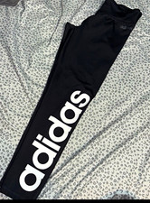 adidas Climalite Women's Black Logo Leggings Size M Pull-On Stretch