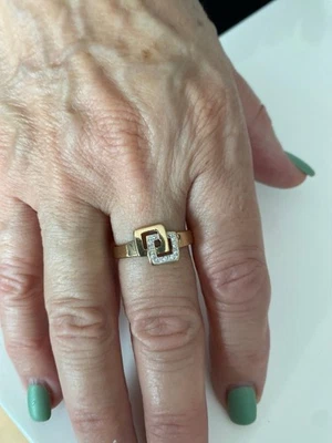 Damenring 585/ Gelbgold mit 10 kleinen Diamanten Gröse 65 Gewicht 3.62 Gramm. - Bild 1 von 4