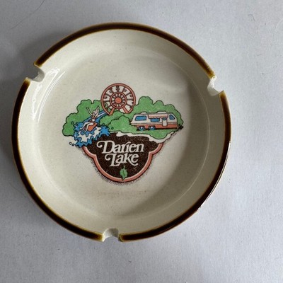 Vintage Darien Lake Theme Park Ceramic Ashtray Souvenir CNI Taiwan Speckled