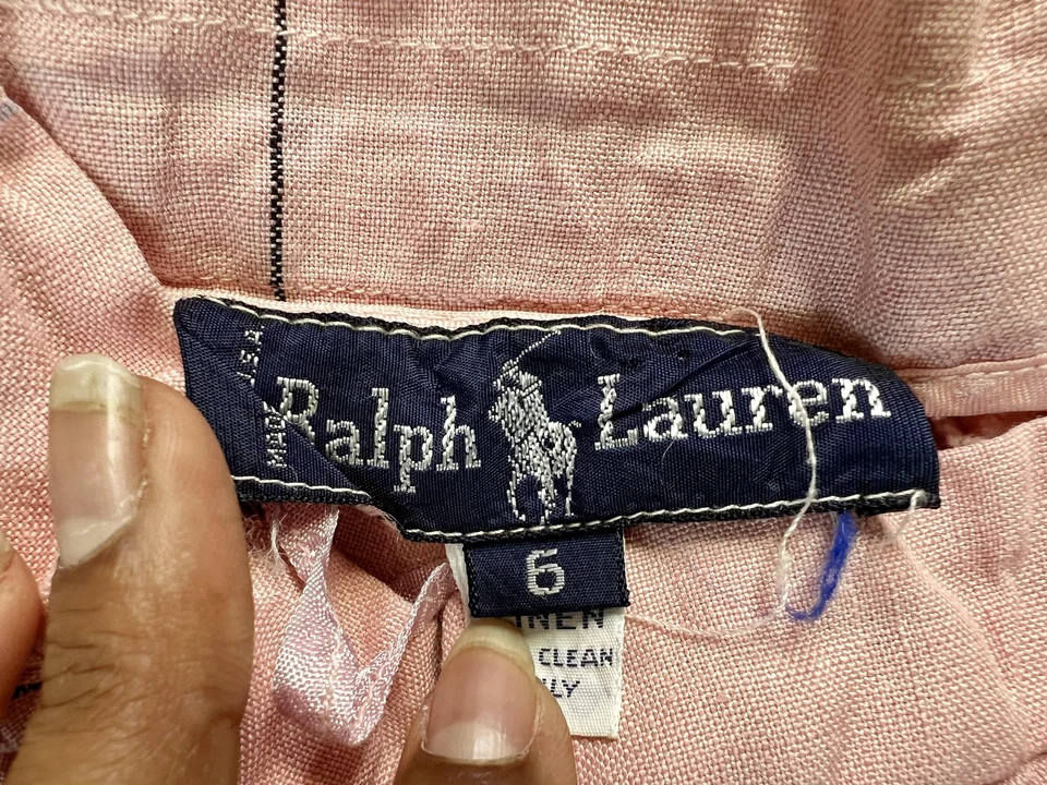 Ralph Lauren Shorts Girls 6 Linen Wide Leg High Rise Plaid Windowpane Summer - Image 2 of 4