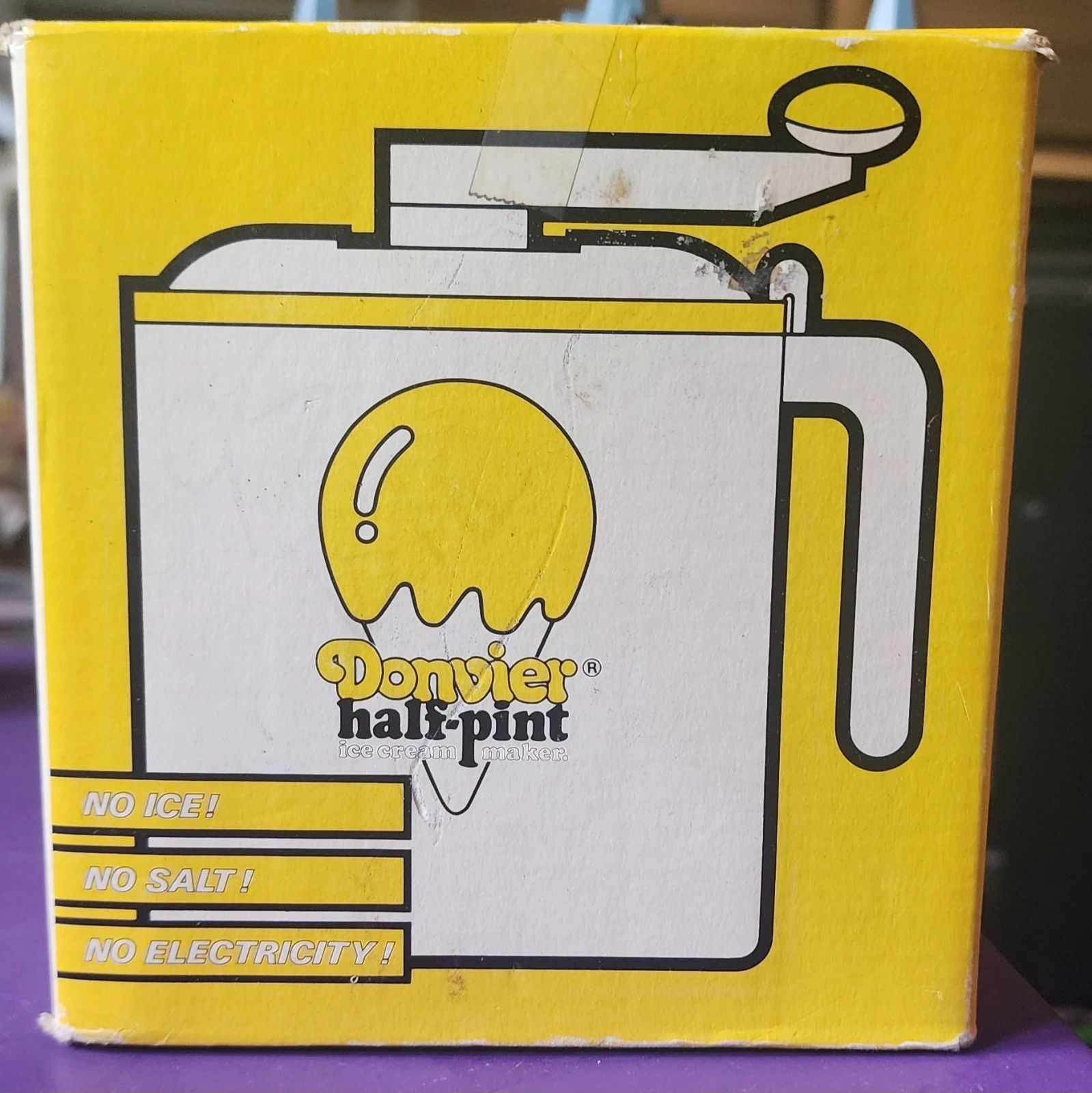 Vintage 1980's Ice Cream Maker DONVIER Half-Pint Manual Hand Crank 15-Minutes