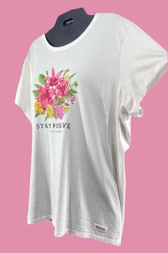 Life Is Good Womens XXL Crusher Tee 100% Cotton T-Shirt Floral - STAY POSITIVE - Picture 2 of 4