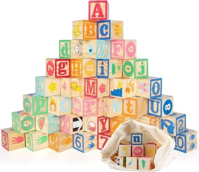 ABC Klötze Holz Bausteine 36PCS Buchstaben Zahlen Montessori Spielzeug