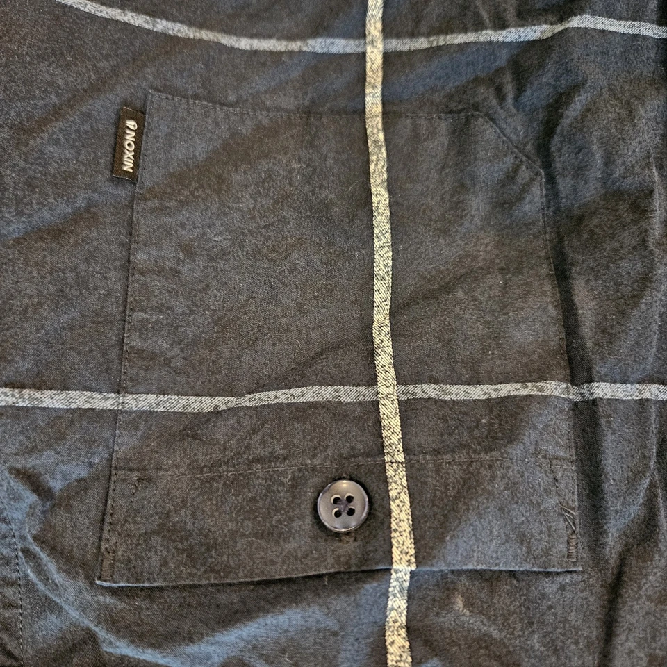 Camisa masculina Nixon grande azul com botões manga longa listra estilo padrão - Imagem 2 de 4