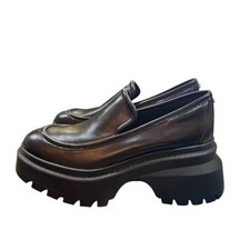 Michael Kors Mocasines de Plataforma de Cuero Negro Shiloh Extreme Lug Grueso Zapato NUEVO
