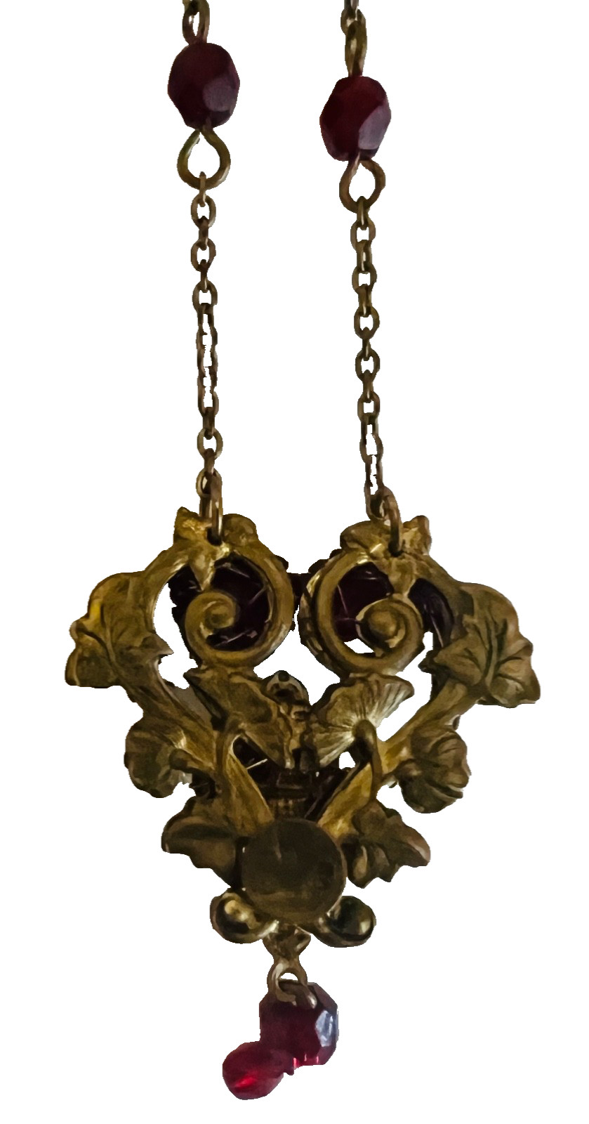 Antique Red Gemstone Elegant Statement Necklace - image 4