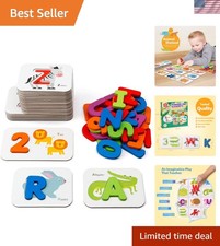 Colorful Alphabet Matching Flash Cards  Wooden Blocks - Fun Learning for Kids