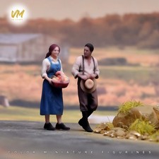 1/64 Farm Lovers Resin Statue Valentine Figure Set Tractor Vehicle Diorama Model