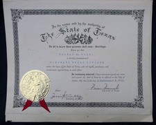 AMERICAN 'HONORARY TEXAS CITIZEN' CERTIFICATE ISSUED TO SIR THOMAS K MALTBY 1955