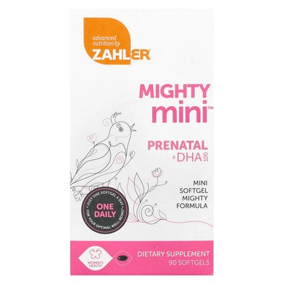 Zahler Mighty Mini Prenatal  DHA 100 mg 90 Softgels Gluten-Free,