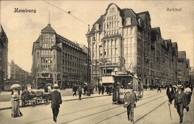 Postcard Hamburg Mitte Altstadt, Barkhof, tram line 1 - 11561933