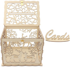 Large Wooden Wedding Card Box Reception Money Gift Envelope Holder Memory
