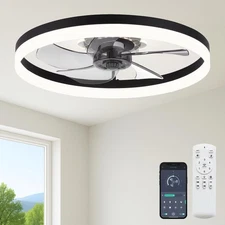 23.6'' Ceiling Fan with Light, Upgraded Low Profile Fan, Flush Mount Ceiling ...