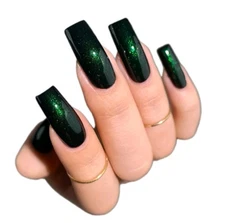Mooncat Access Denied Nail Polish Black With Green Shimmer - No Box