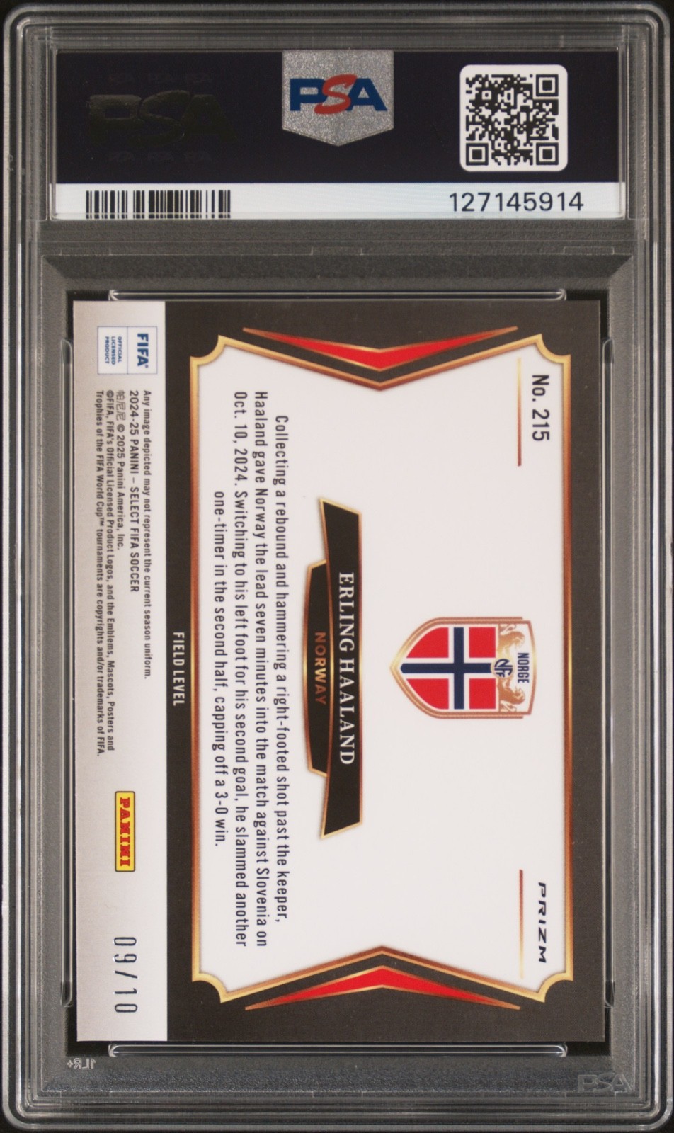 2024-25 Select Fifa Erling Haaland Gold /10 view 2