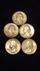 1964 D Silver Washington Quarters Set Of 5