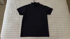 Navy Solid Polo Shirt S Regular Short Sleeve Collared